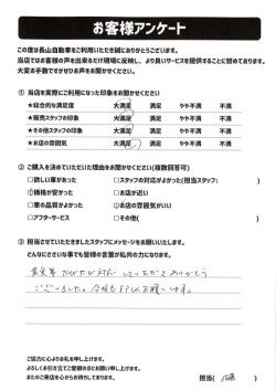 2023年4月21日の有限会社長山自動車整備工場 軽未使用車専門店のお客様