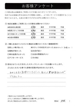 2023年10月31日の有限会社長山自動車整備工場 軽未使用車専門店のお客様