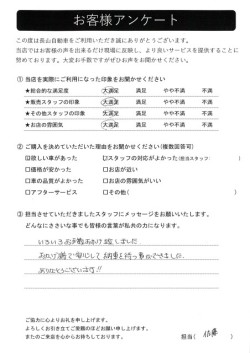 2023年10月27日の有限会社長山自動車整備工場 軽未使用車専門店のお客様