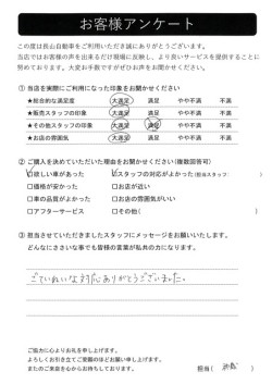 2023年12月2日の有限会社長山自動車整備工場 軽未使用車専門店のお客様