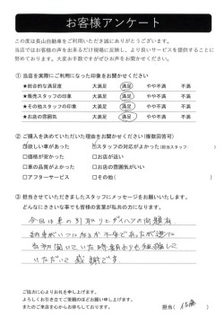 2023年12月25日の有限会社長山自動車整備工場 軽未使用車専門店のお客様
