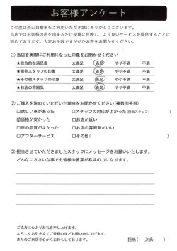 2024年2月23日の有限会社長山自動車整備工場 軽未使用車専門店のお客様