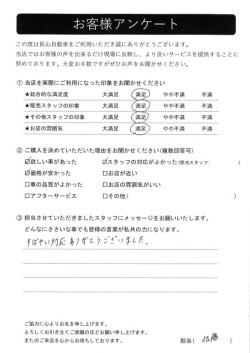 2024年1月6日の有限会社長山自動車整備工場 軽未使用車専門店のお客様