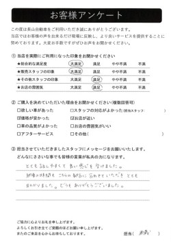 2024年4月5日の有限会社長山自動車整備工場 軽未使用車専門店のお客様