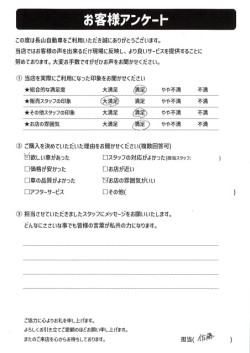 2024年6月30日の有限会社長山自動車整備工場 軽未使用車専門店のお客様