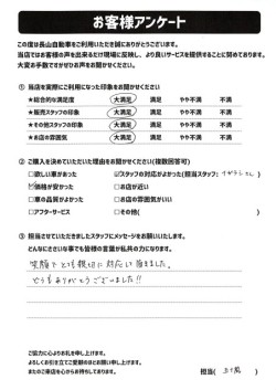 2022年10月6日の有限会社長山自動車整備工場 軽未使用車専門店のお客様