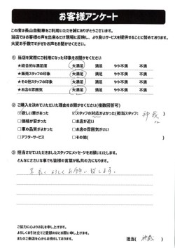 2023年3月11日の有限会社長山自動車整備工場 軽未使用車専門店のお客様