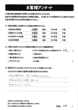 2023年3月19日の有限会社長山自動車整備工場 軽未使用車専門店のお客様